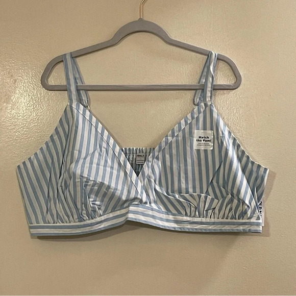 OLD NAVY Matching Printed‎ Smocked Bralette Top in Blue Stripe - Picture 5 of 10
